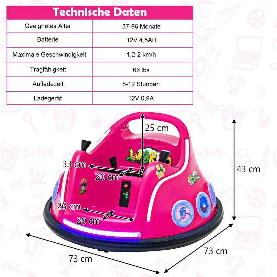 Northix  Auto-tamponneuse pour enfants, rotation à 360°, télécommande 