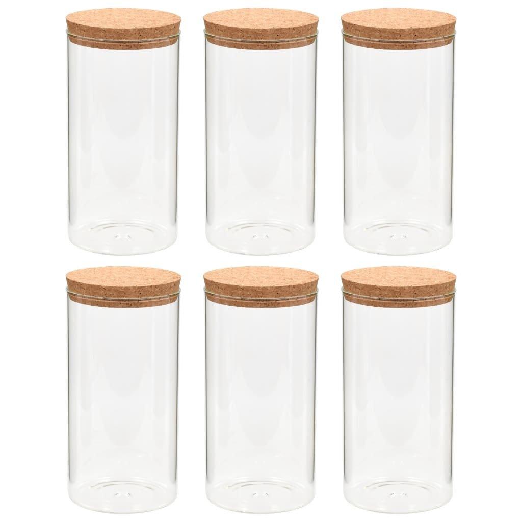 VidaXL 6pcs pots de conservation en verre et couvercle en liège verre  