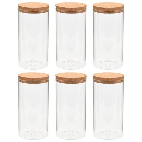 VidaXL 6pcs pots de conservation en verre et couvercle en liège verre  