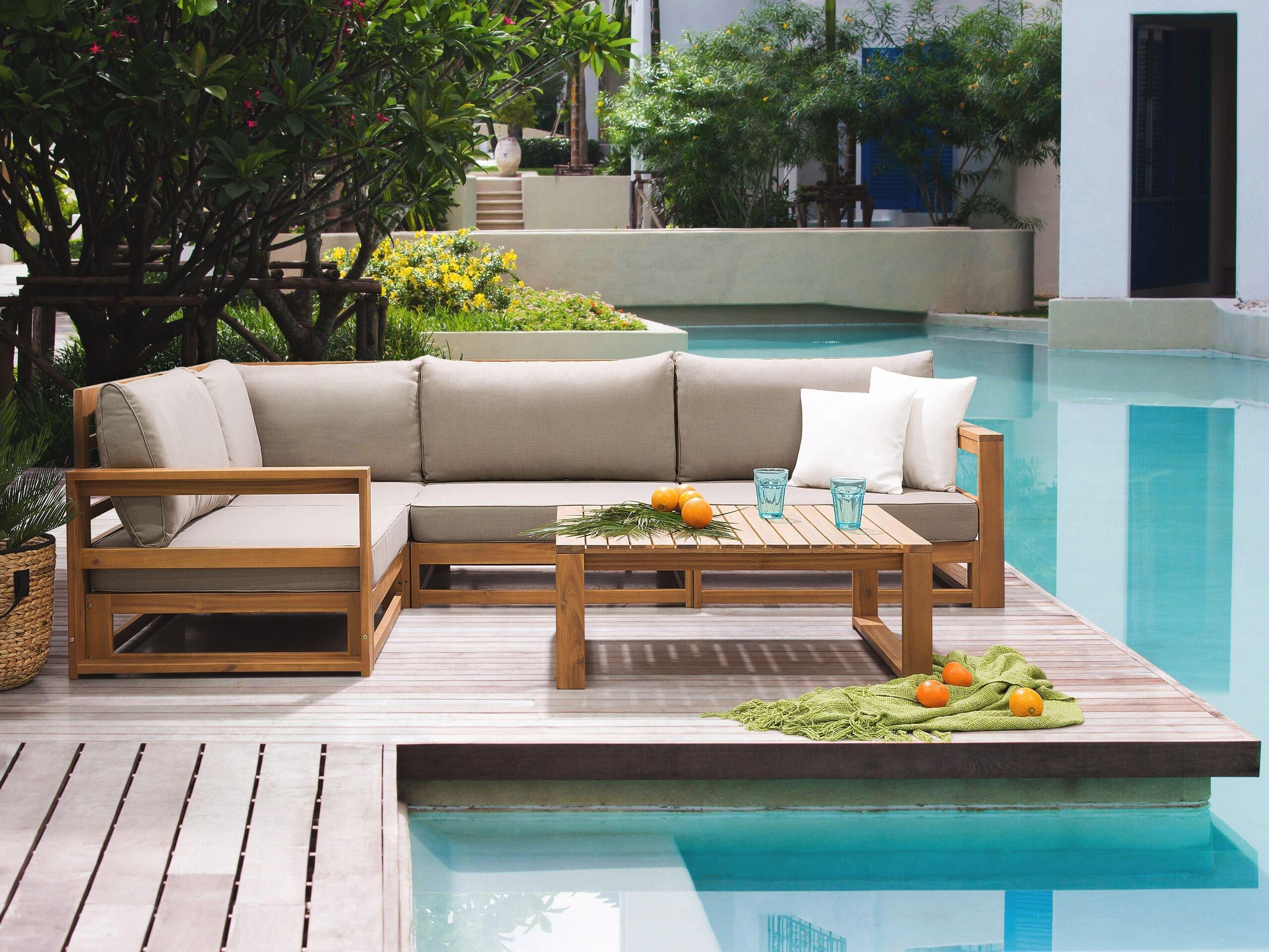 Beliani Set lounge pour jardin en Acacia Moderne TIMOR  