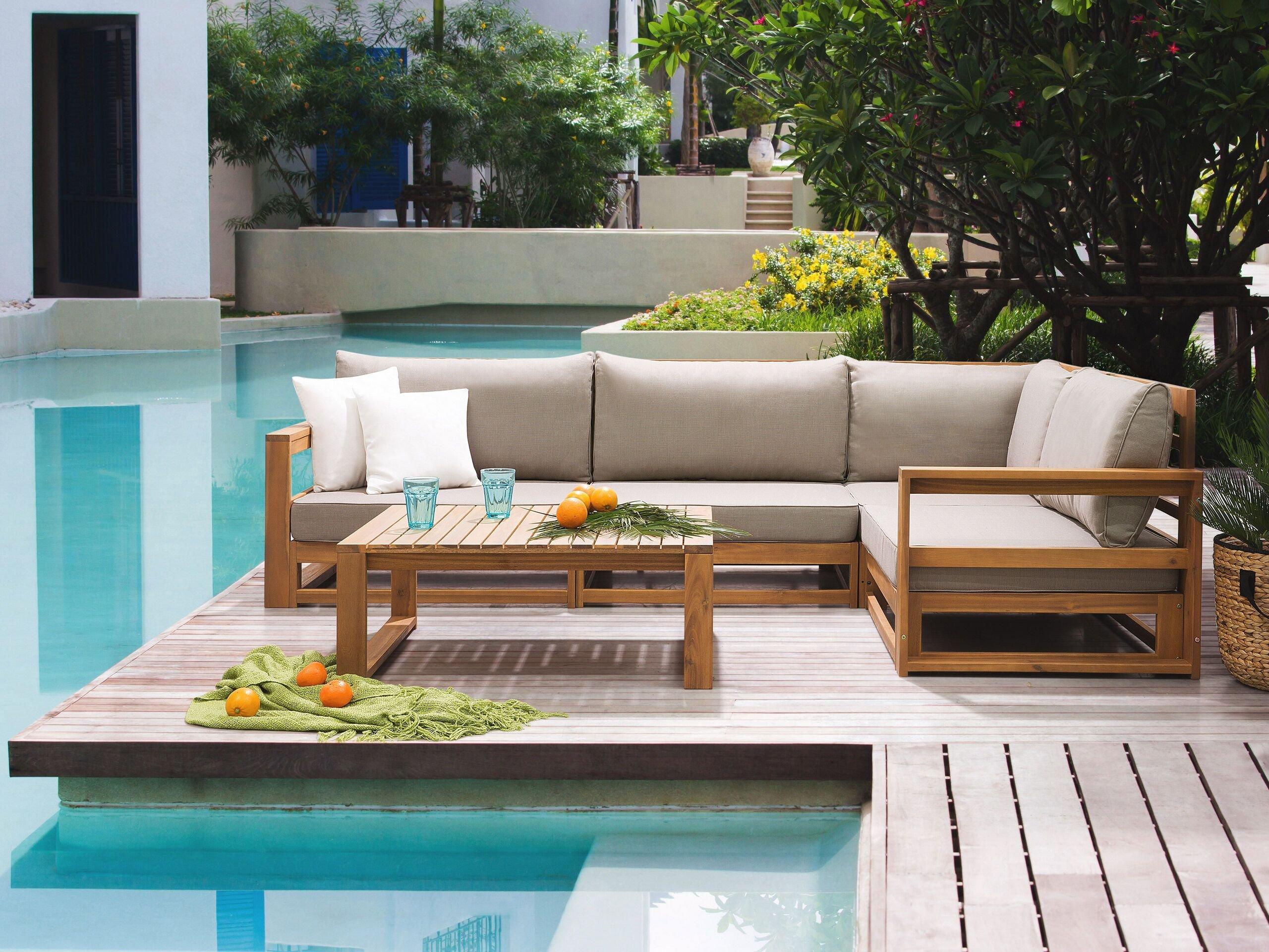 Beliani Set lounge pour jardin en Acacia Moderne TIMOR  