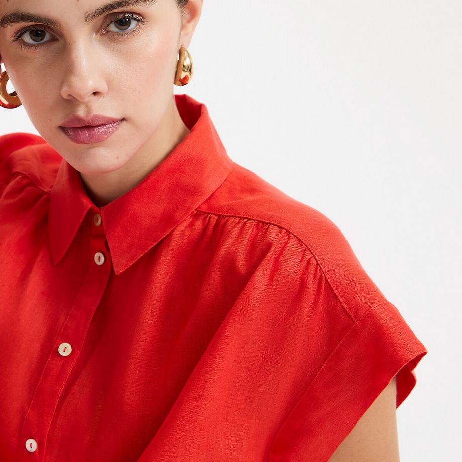 La Redoute Collections Signature Heloïse Abito Corto in Lino a Maniche Corte  