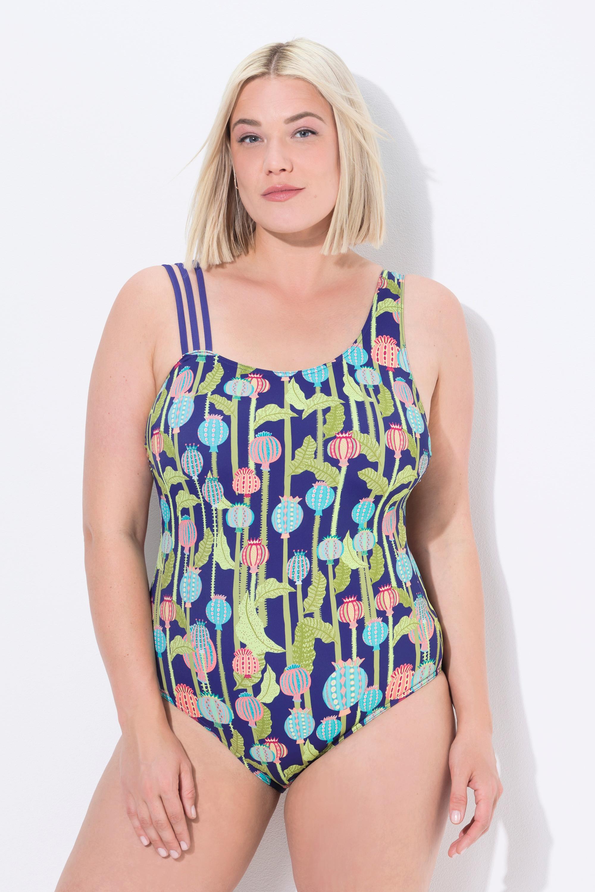 Ulla Popken Badeanzug Disteln Softcups Dreier-Träger  