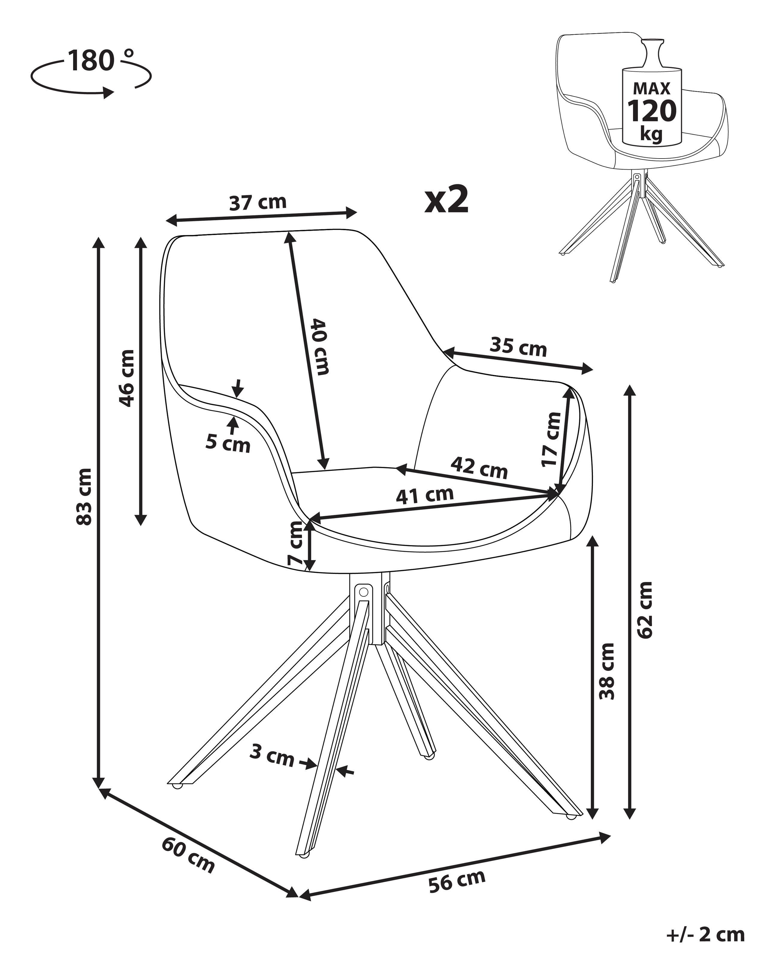 Beliani Lot de 2 chaises de salle à manger en Polyester Rétro JODAR  