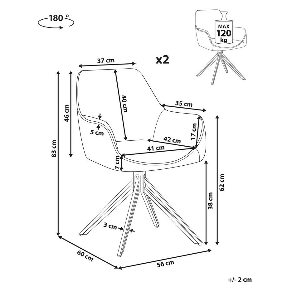 Beliani Set di 2 sedie da pranzo en Tessuto  JODAR  