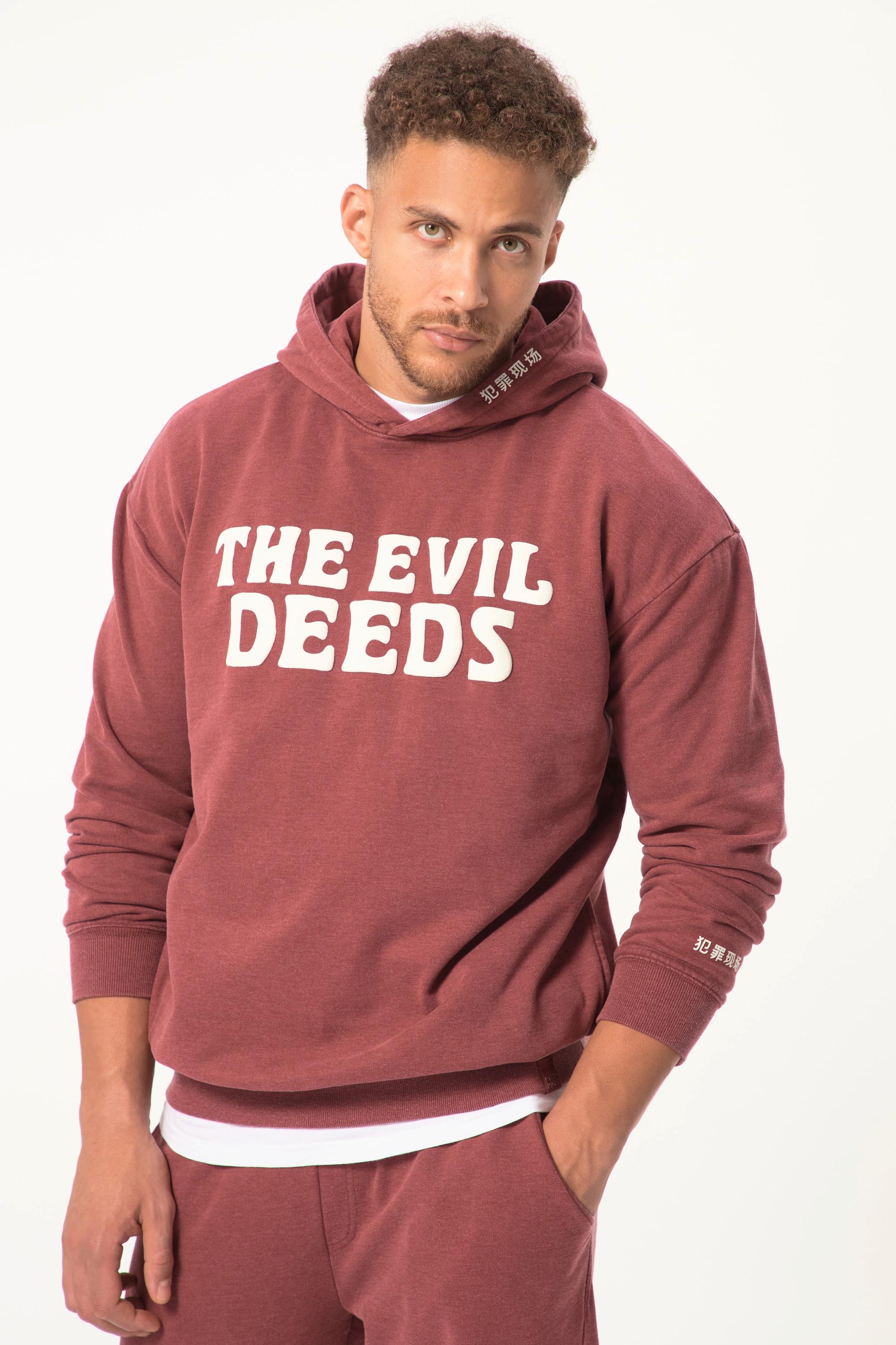 Sthuge Oversized Acid Washed Langarm Hoodie mit Brustprint  