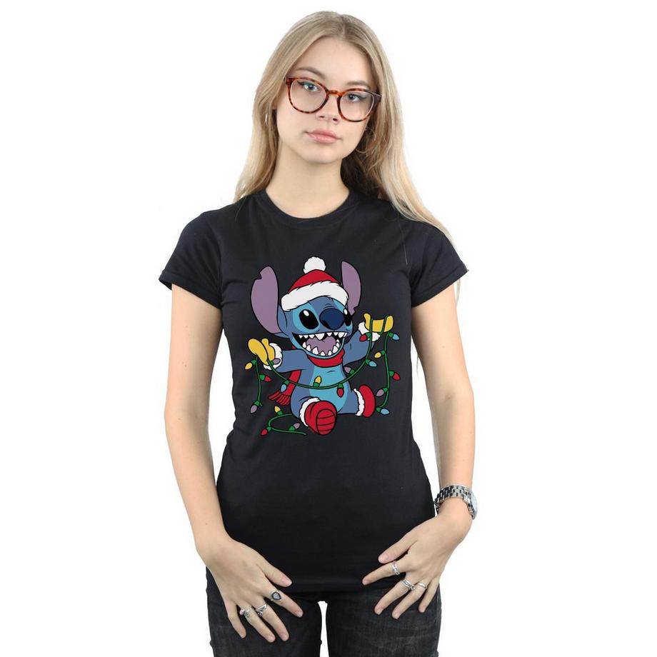 Disney Stitch Lumières de Noël T-Shirt  