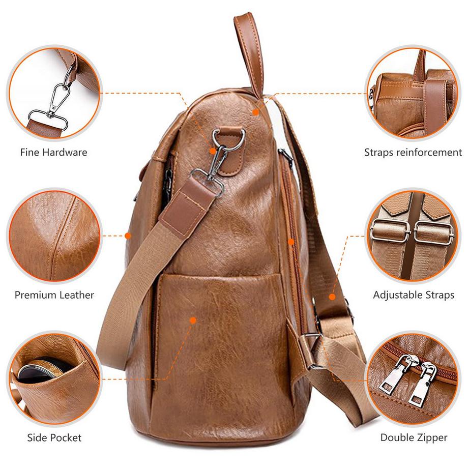 Only-bags.store  Sac à dos imperméable en cuir PU Sacs d'école 