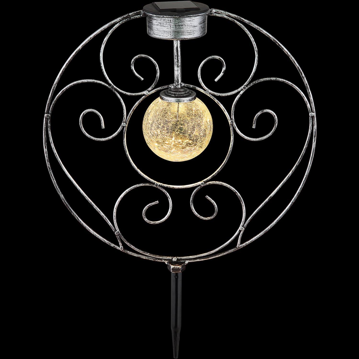 mutoni Lampe solaire métal argent antique LED  