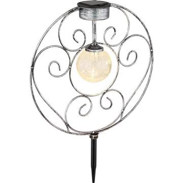 Lampe solaire métal argent antique LED