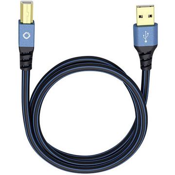 USB-Kabel USB 2.0 USB-A Stecker, USB-B Stecker 5.00 m Blau vergoldete Steckkontakte