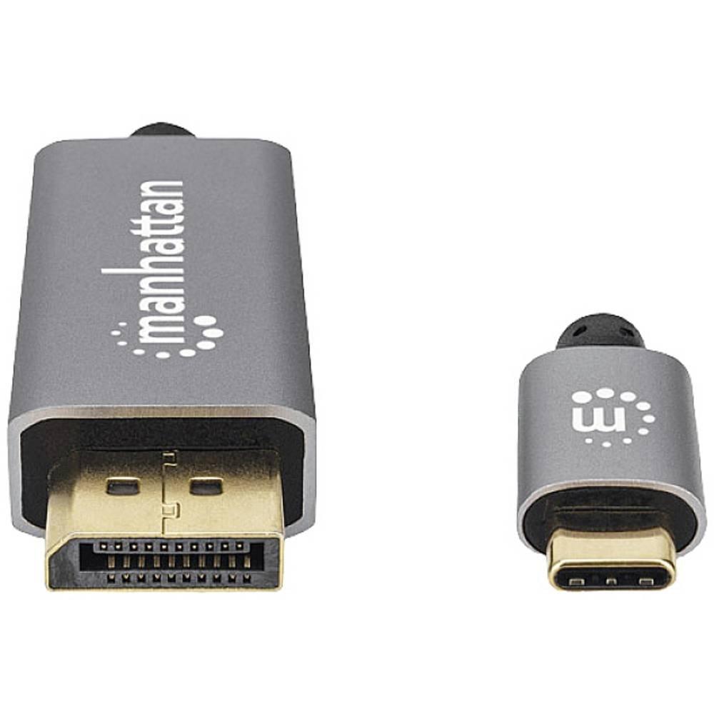 Manhattan  Manhattan DisplayPort / USB-C® Cavo Spina DisplayPort, Spina USB-C® 3.00 m Grigio, Nero 354851 Display 