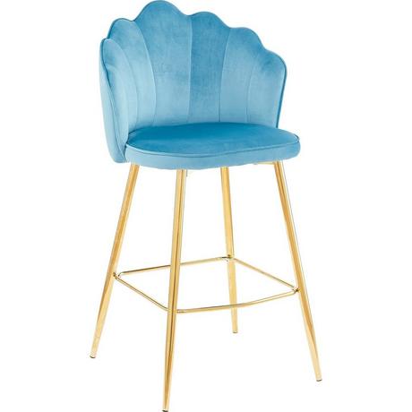 mutoni Tabouret de bar velours bleu (lot de 2)  