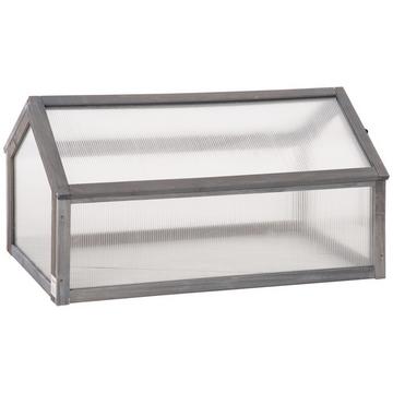 Cadre froid en bois, mini serre 90 x 52 x 49,5 cm, serre avec couvercle, boîte à cadre froid translucide, lit surélevé résistant à l'hiver pour jardin, balcon, gris