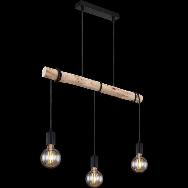 mutoni Lampe à suspension Gregor métal noir 3xE27  