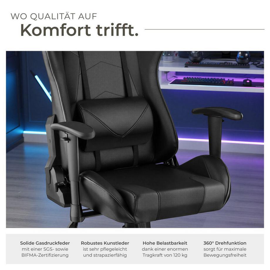 Tectake Sedia da gaming stile racing Twink ergonomica, con schienale regolabile  