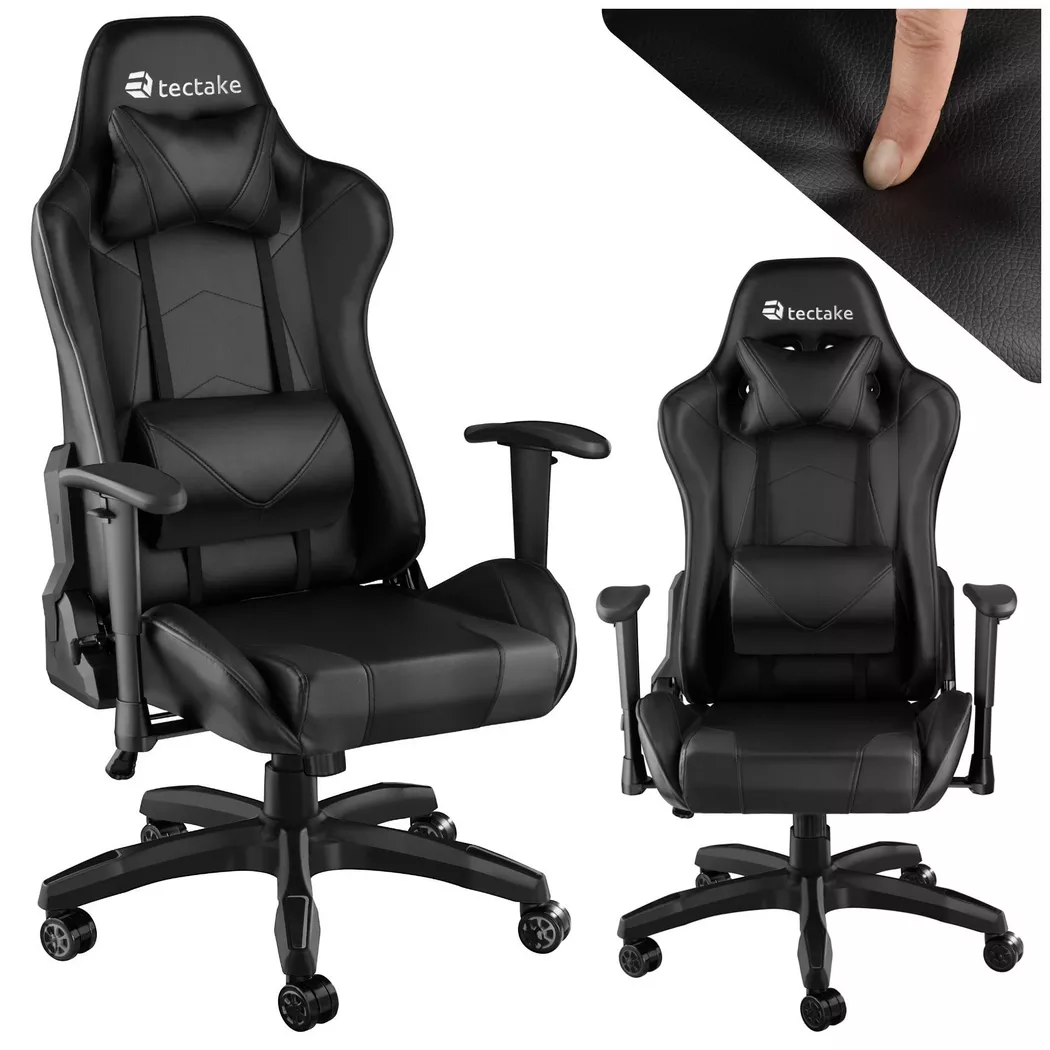 Tectake – Premium Racing Bürostuhl Twink, 68cm, Schwarz