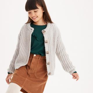 La Redoute Collections  Grobstrickjacke mit rundem Ausschnitt und Knopfleiste 