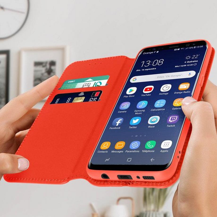Avizar  Étui Samsung S8 Porte-Carte Rouge 