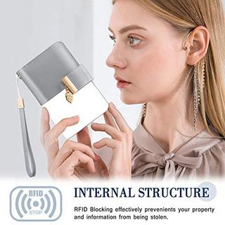 Only-bags.store Portafoglio in Pelle con Protezione RFID 18 Scomparti per Carte Catena con Cerniera e Cordino  