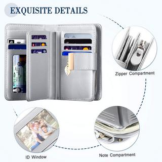 Only-bags.store Portafoglio in Pelle con Protezione RFID 18 Scomparti per Carte Catena con Cerniera e Cordino  