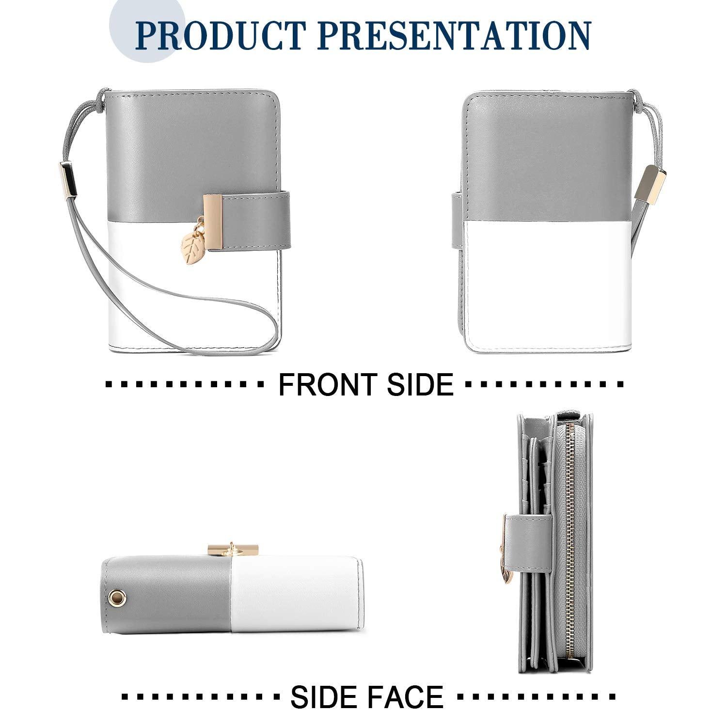 Only-bags.store Portafoglio in Pelle con Protezione RFID 18 Scomparti per Carte Catena con Cerniera e Cordino  