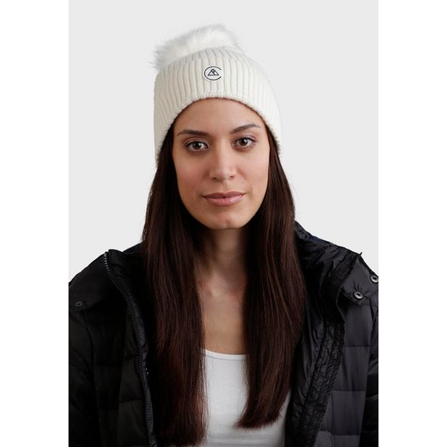 CASH-MERE.CH Bonnet Rib en Cachemire avec Pompon  