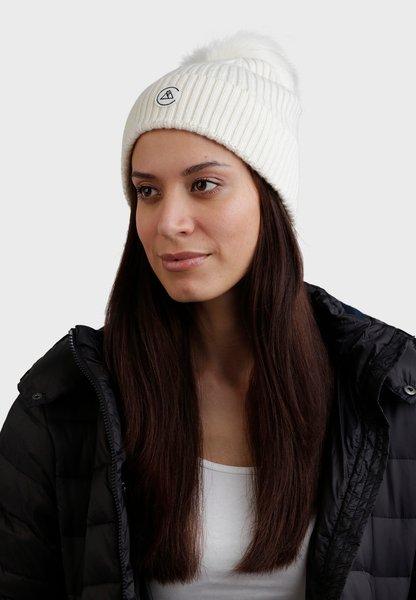 CASH-MERE.CH Kaschmir Rib Mütze mit Bommel  