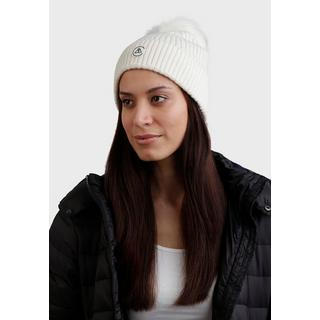 CASH-MERE.CH Kaschmir Rib Mütze mit Bommel  