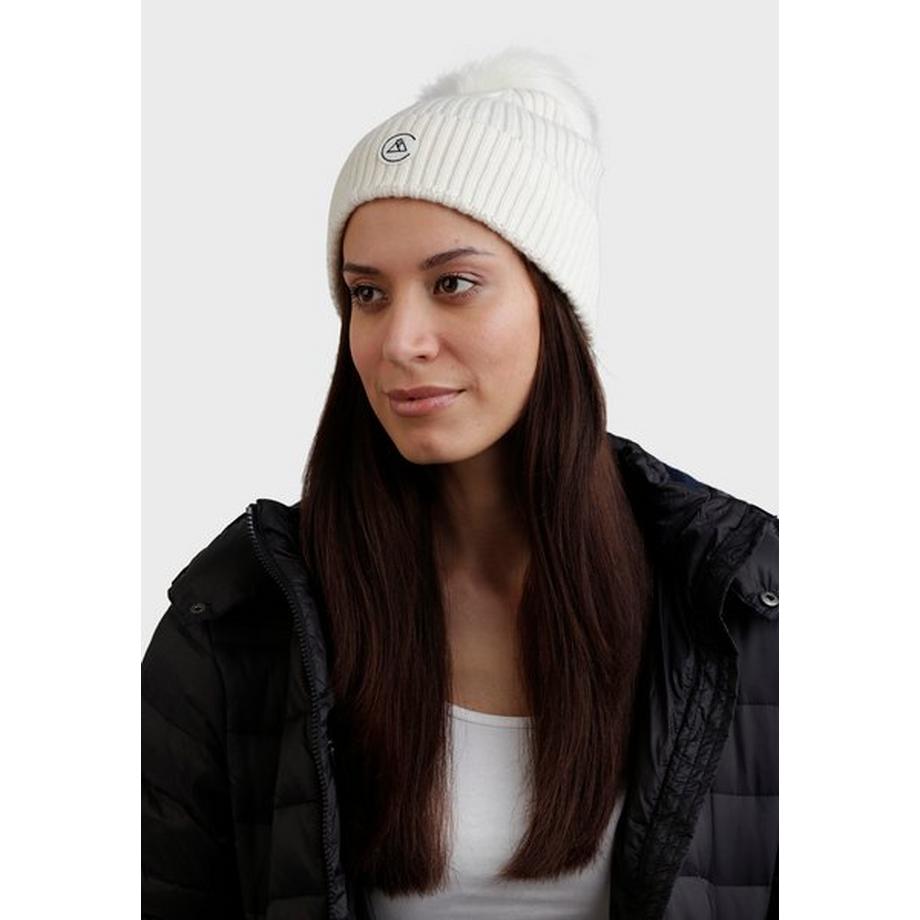 CASH-MERE.CH Bonnet Rib en Cachemire avec Pompon  