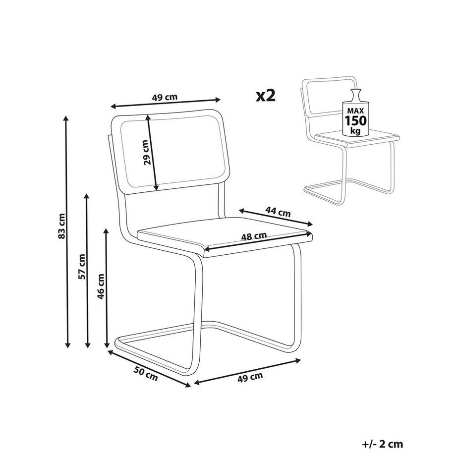 Beliani Lot de 2 chaises de salle à manger en Rotin Boho CORDOVA  