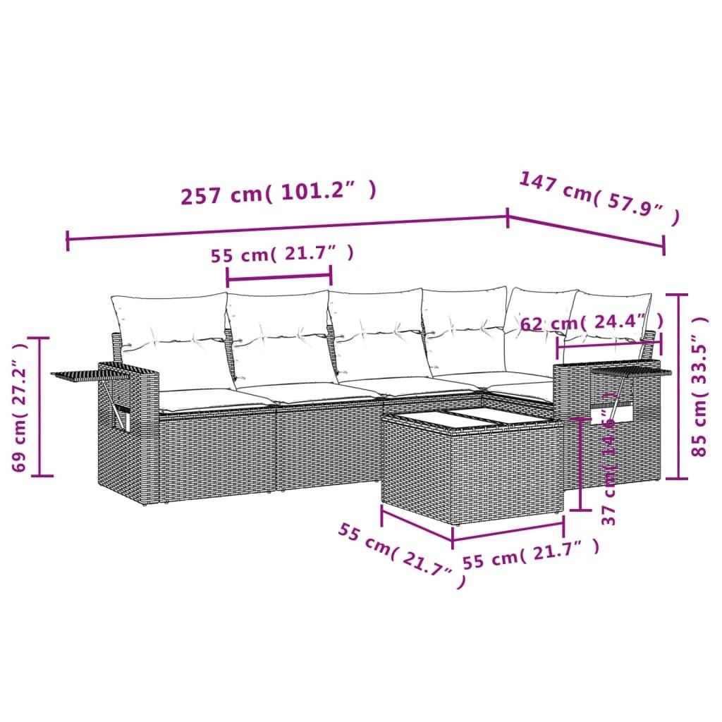 VidaXL set divano da giardino Polirattan  