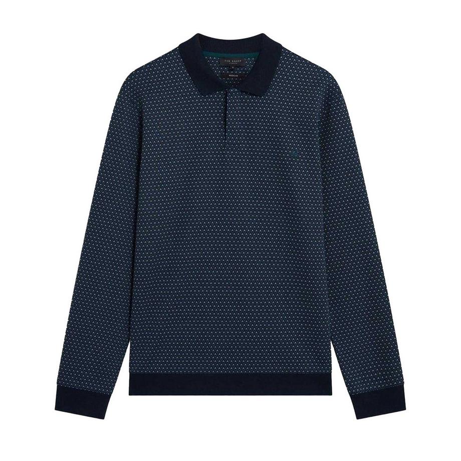 Poloshirt, Jacquard, Langärmlig