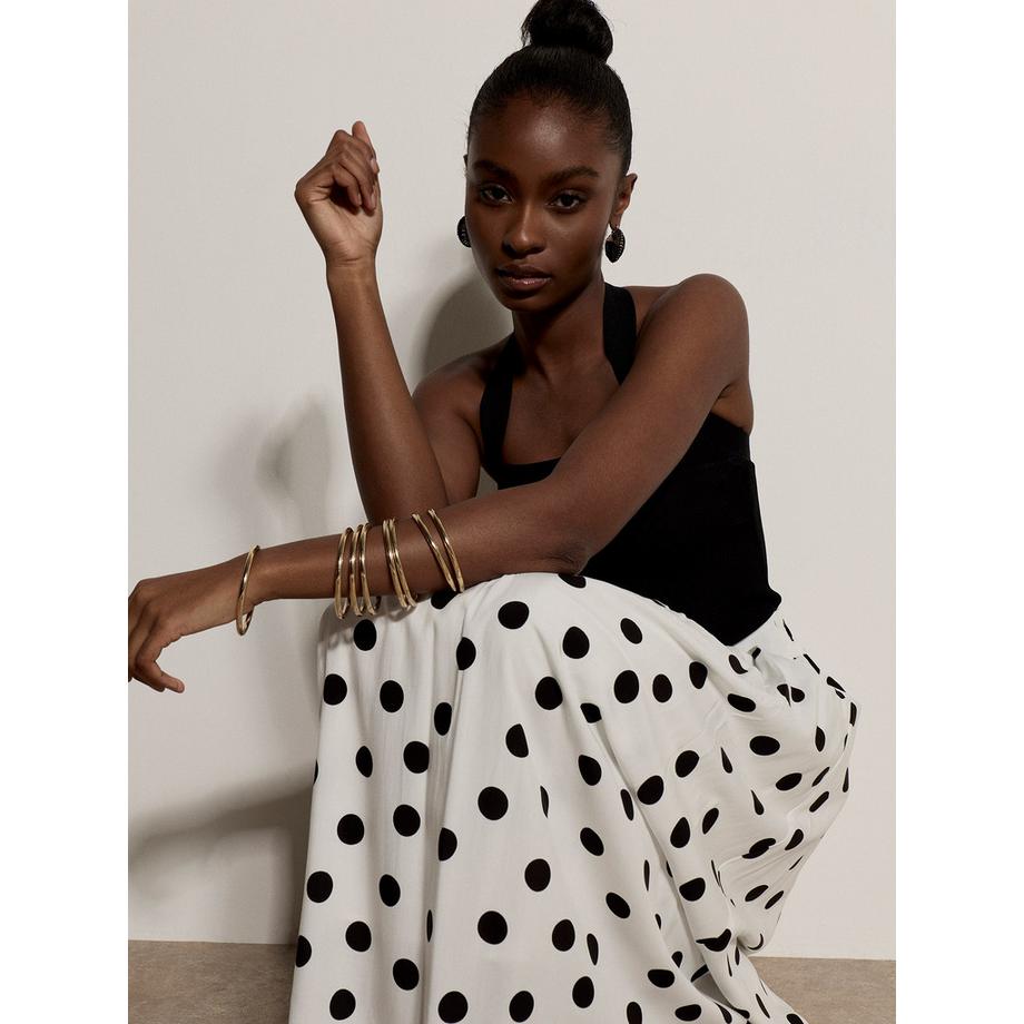 APRICOT Midi-Rock in A-Linie mit Polka-Dots  