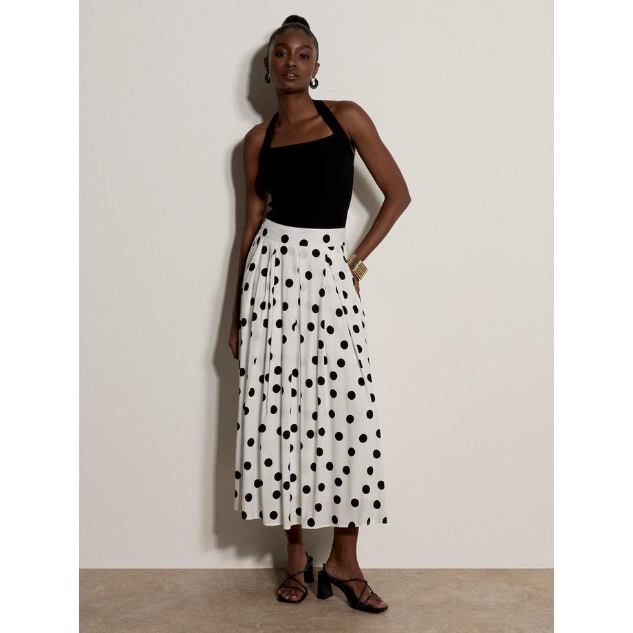 Midi-Rock in A-Linie mit Polka-Dots
