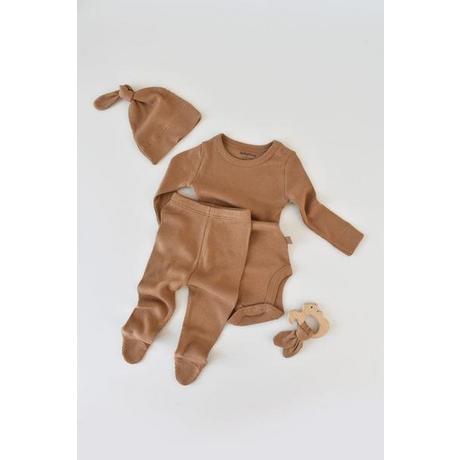 BabyCosy Organic  Set, Strickhose mit Fuß, Body langarm, Mütze 