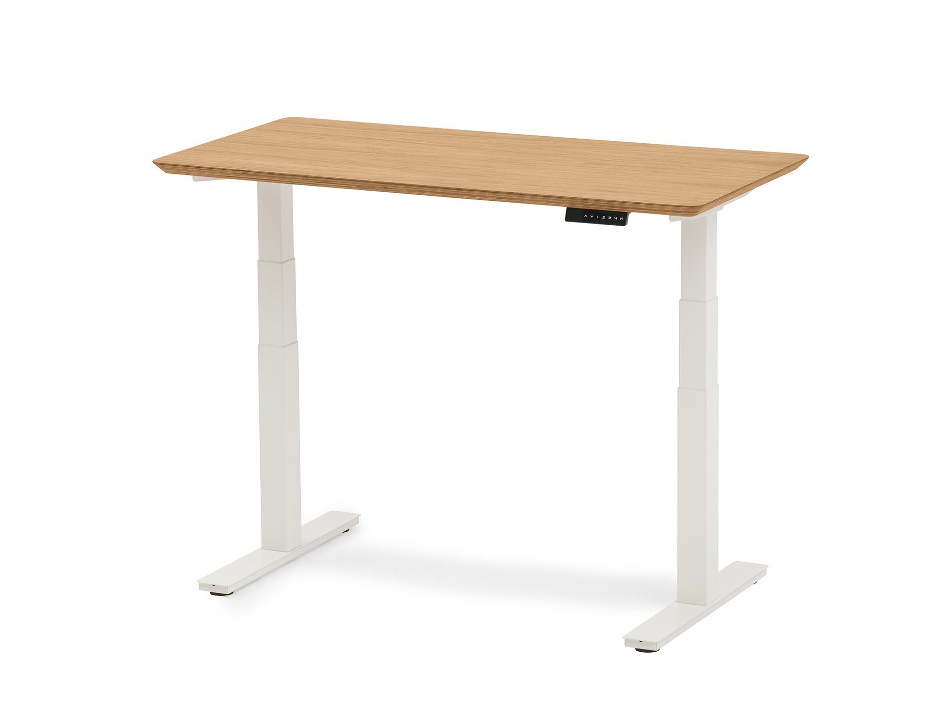 Oakywood Standing Desk Holztisch mit Höhenverstellung - aus Furnier - Eichenfurnier / 120x60 / Weiß  