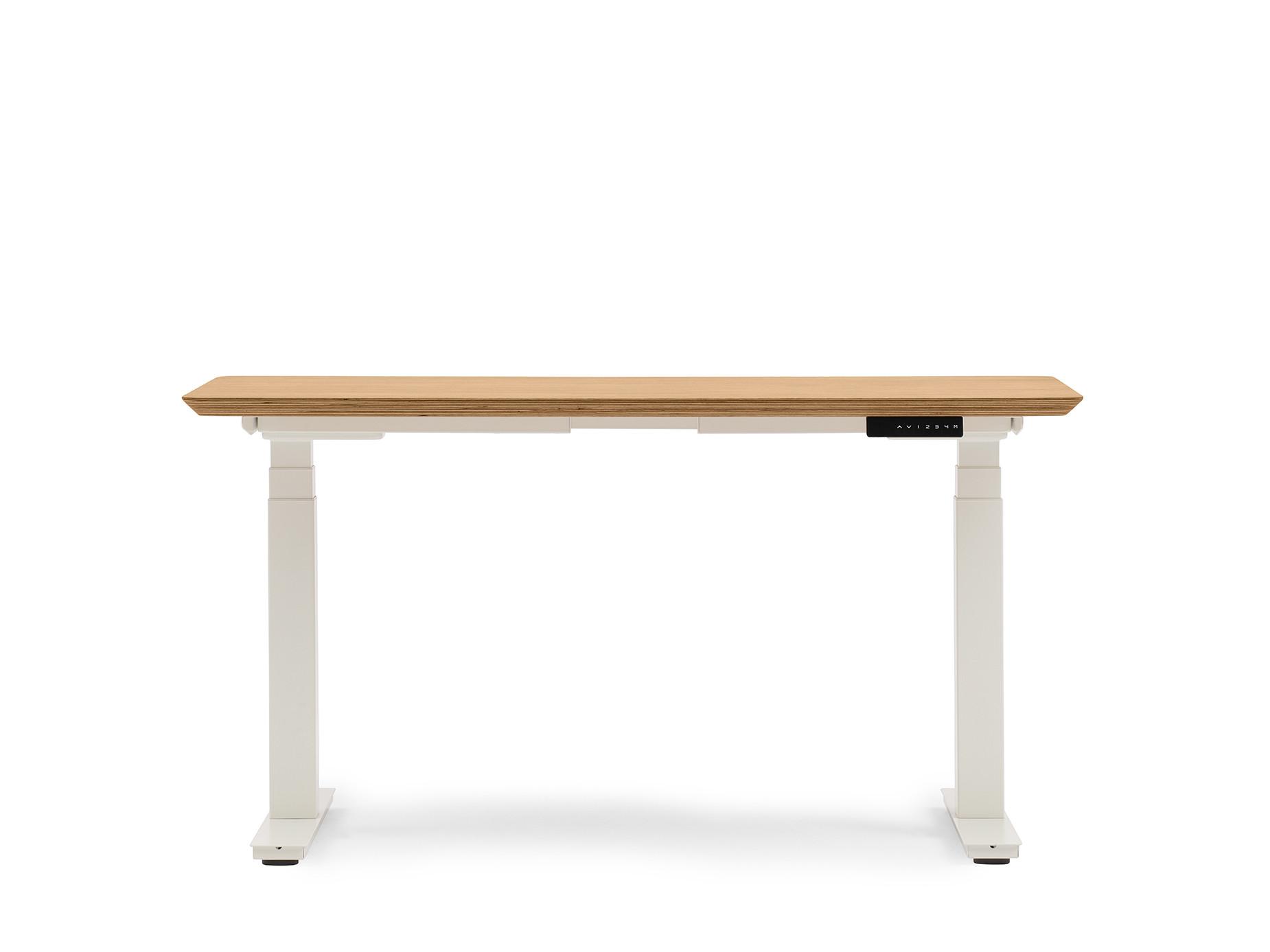 Oakywood Standing Desk Holztisch mit Höhenverstellung - aus Furnier - Eichenfurnier / 120x60 / Weiß  