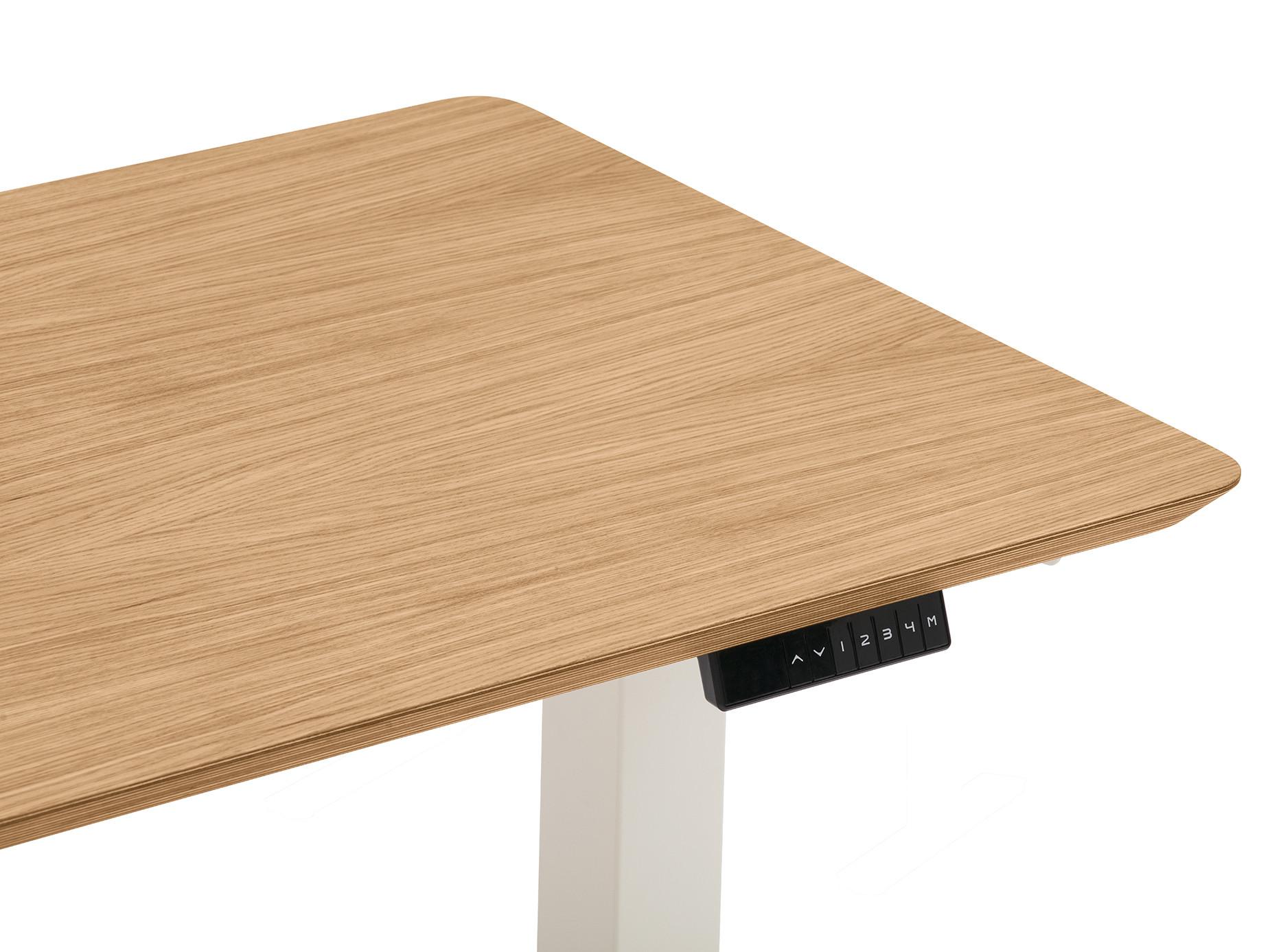 Oakywood Standing Desk Holztisch mit Höhenverstellung - aus Furnier - Eichenfurnier / 120x60 / Weiß  