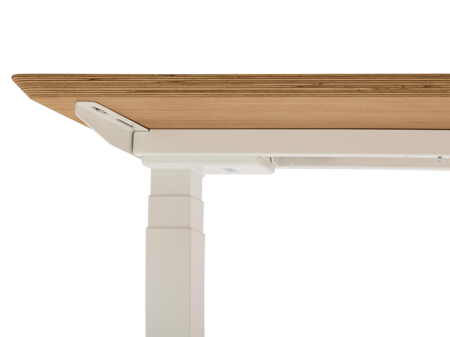 Oakywood Standing Desk Holztisch mit Höhenverstellung - aus Furnier - Eichenfurnier / 120x60 / Weiß  