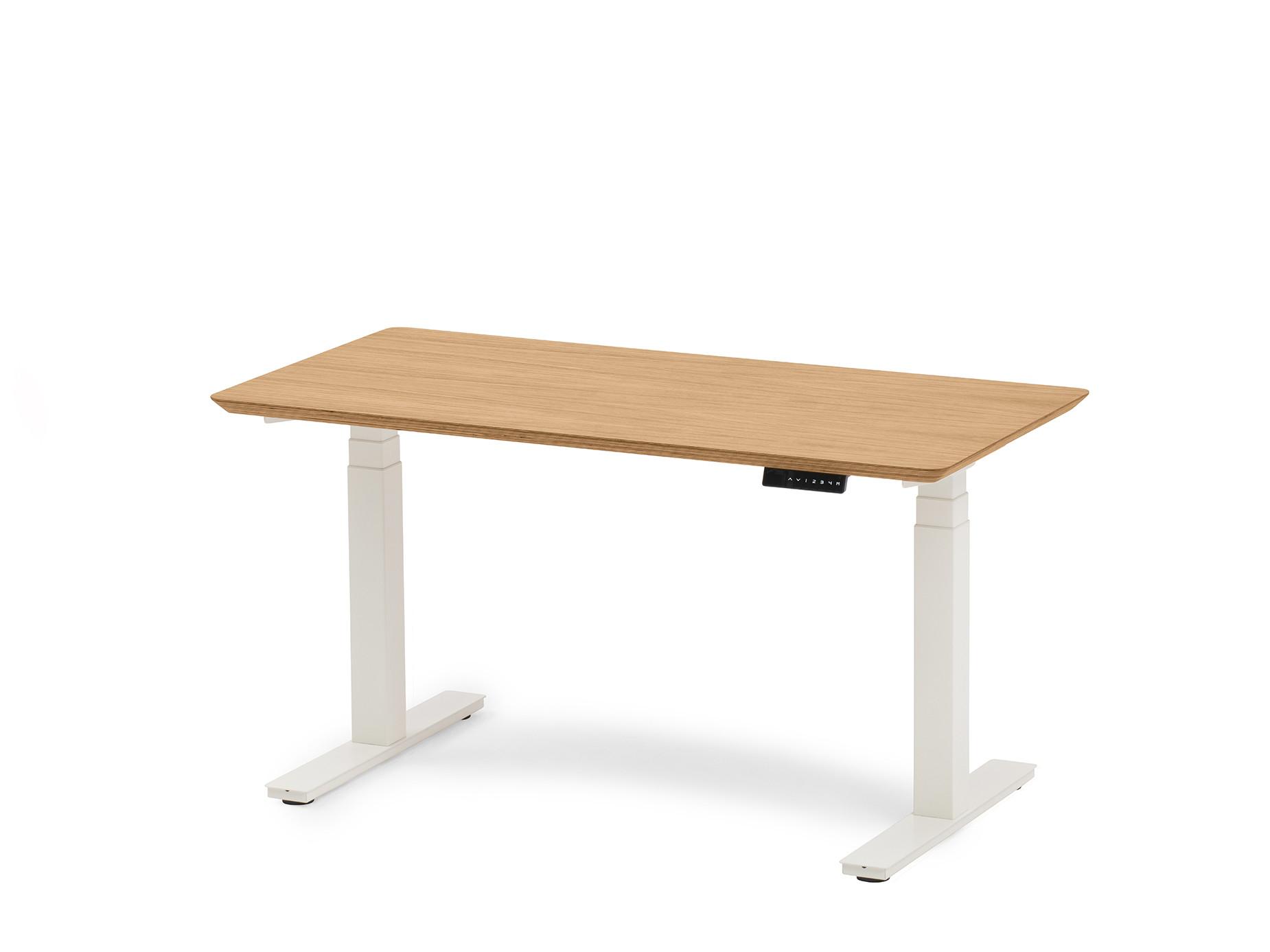 Oakywood Standing Desk Holztisch mit Höhenverstellung - aus Furnier - Eichenfurnier / 120x60 / Weiß  