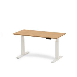 Oakywood Standing Desk Holztisch mit Höhenverstellung - aus Furnier - Eichenfurnier / 120x60 / Weiß  