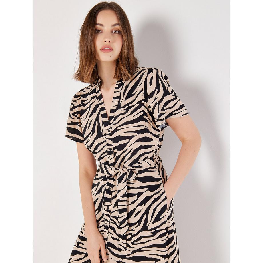 APRICOT Robe chemise zébrée à nouer  