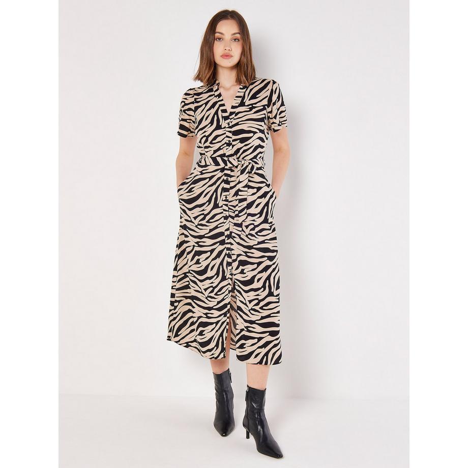 Robe chemise zébrée à nouer