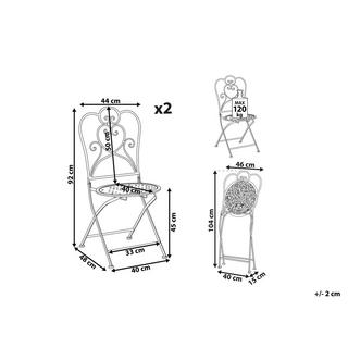 Beliani Lot de 2 chaises en Métal Rétro TRIESTE  