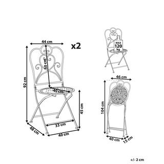 Beliani Lot de 2 chaises de jardin en Métal Rétro TRIESTE  