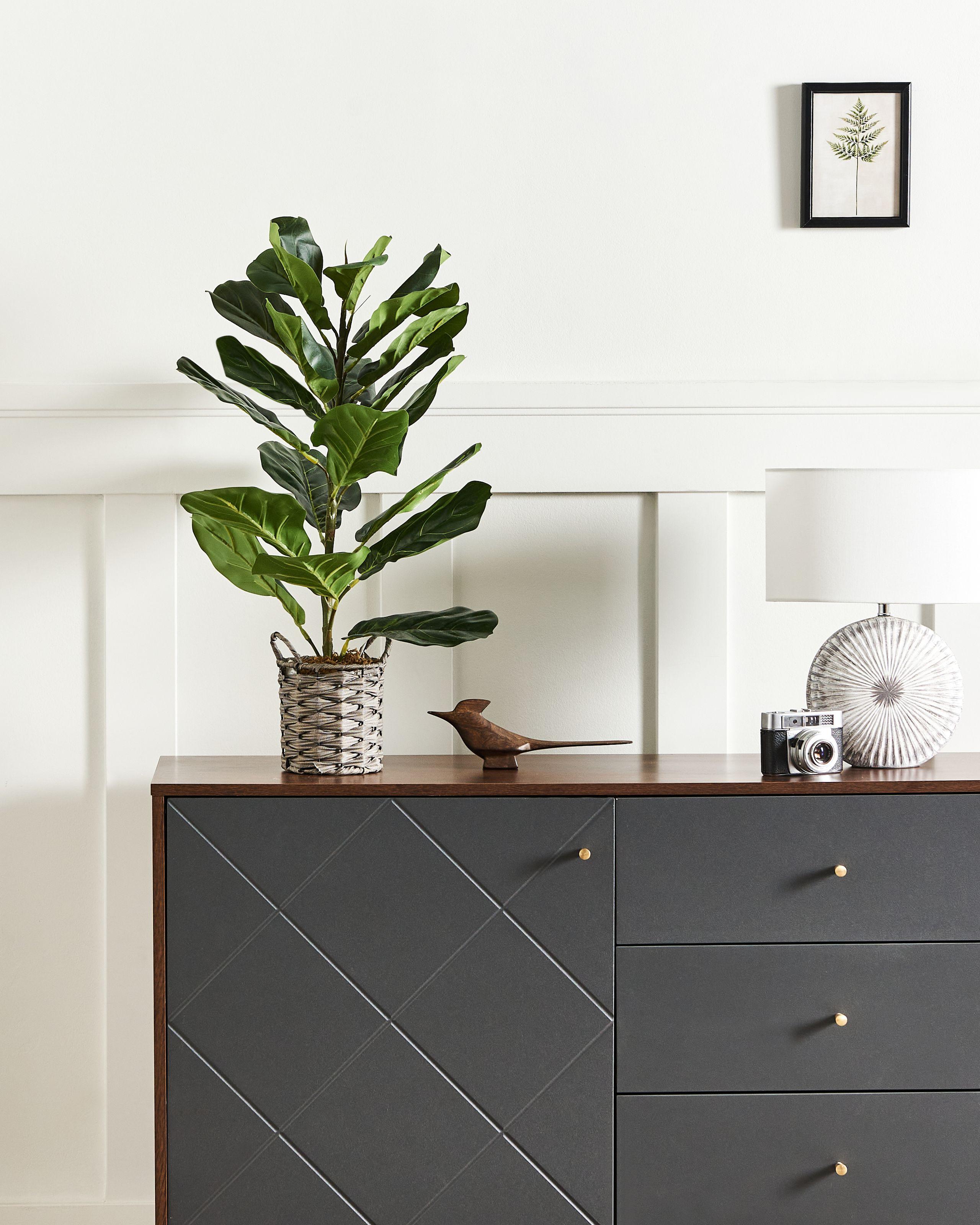 Beliani Kunstpflanze aus Kunststoff Retro FIDDLE LEAF TREE  