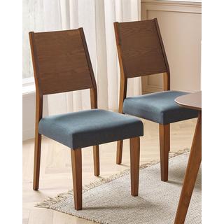 Beliani Esszimmerstuhl 2er Set aus Gummibaumholz Klassisch ELMIRA  