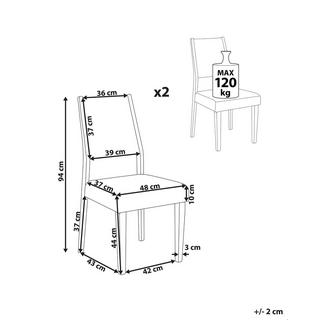 Beliani Esszimmerstuhl 2er Set aus Gummibaumholz Klassisch ELMIRA  