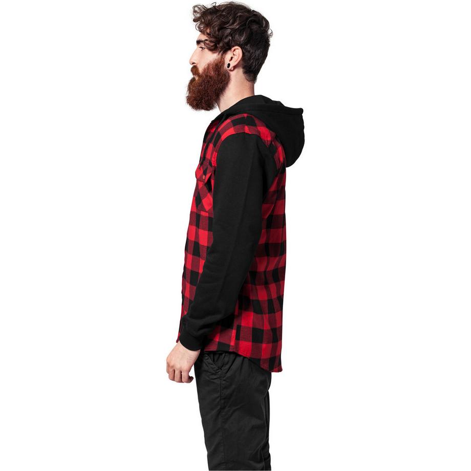 URBAN CLASSICS Urban Classic Kapuzen Flanell Langarmhemd  